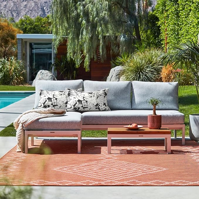 LVTXIII 2 Pack Outdoor Lumbar Pillows 12x20 Inch with White Piping, Fade Resistant Support Throw Pillows with Inserts for Patio Furniture, Sofa, Chair, Noir Floral