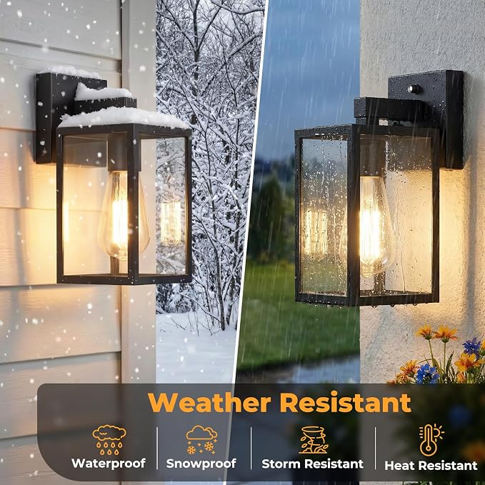 FOLKSMATE 4 Pack Dusk to Dawn Outdoor Wall Light Fixtures | Exterior Porch Light Waterproof Wall Sconces Lanterns