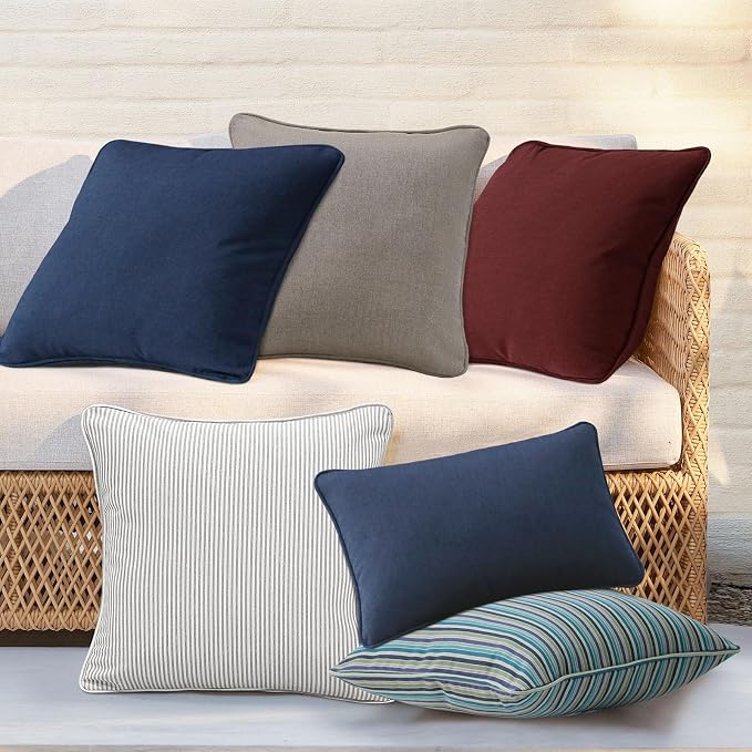 Unimatta Sunbrella Decorative Outdoor Water Repellent Throw Pillows with Inserts, Set of 4, 18" x18" Pillows for Patio, Backyard, Bed, Couch, and Patio Furniture, Spectrum Ruby
