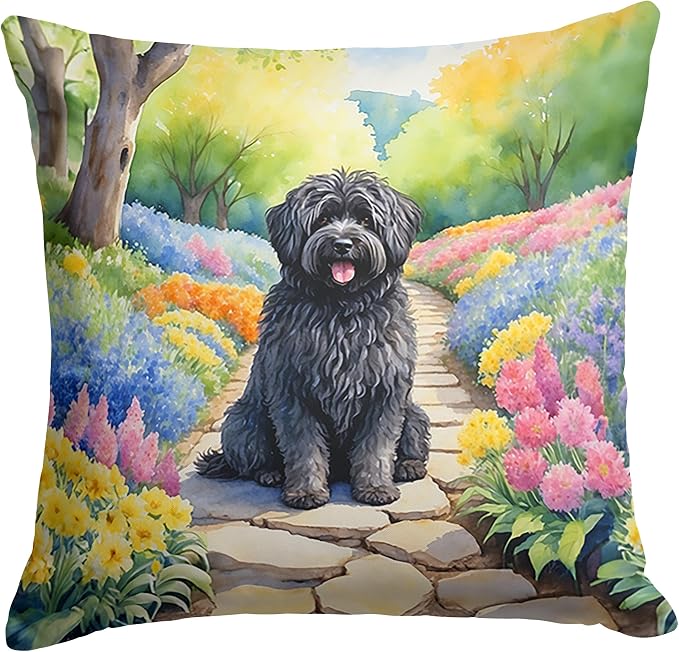 Caroline's Treasures Puli Spring Path Throw Pillow Machine Washable, Indoor Outdoor Decorative Pillow for Couch, Bed or Patio, 18Hx18W