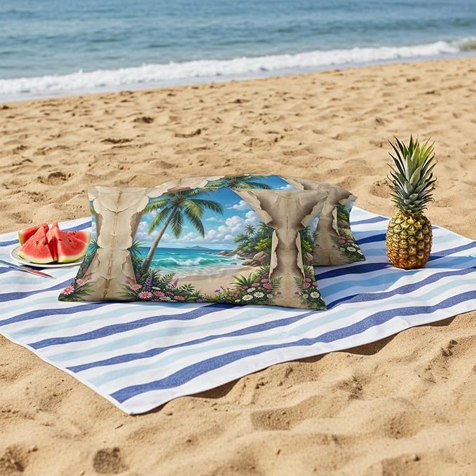 Tropical Floral Botanical Outdoor Pillow Covers 20x12 Inch Lumbar Pillow Covers Set of 2 Waterproof Decorative Throw Pillow Cases Palm Tree Summer Beach Cushion Covers for Patio Furniture Garden Couch