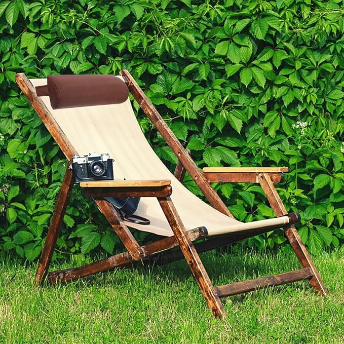 Yardwe Beach Chair Headrest Pillow Soft and Cozy Head Cushion for Folding Patio Chairs Easy to Install and Clean