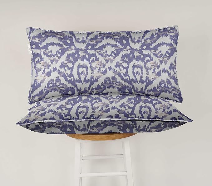 Indoor/Outdoor Polyester Fabric Lumbar Pillow Cover, All-Weather Waterproof Rectangular Cushion Case for Patio Furniture, 12 x 18 Set of 2 - Ikat-37
