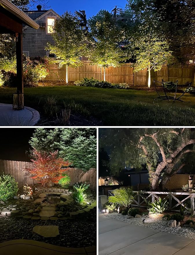 SUNVIE LED Low Voltage Landscape Lights with Spike Stand & Connector 16Pack | 12V 3000K Waterproof 900LM Yard Pathway Garden Lights Wired Wall Tree Flag Landscape Spotlights Outdoor (Require Transformer)