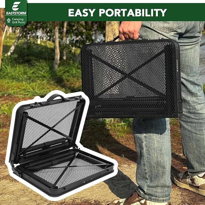 E EASTSTORM Folding Picnic Table for Grill Outdoor Camping Table with Portable Mesh Bag, Compact & Foldable for Easy Storage - Great for Picnic, Garden, Patio, Dining, BBQ, Party, Market 2Ft