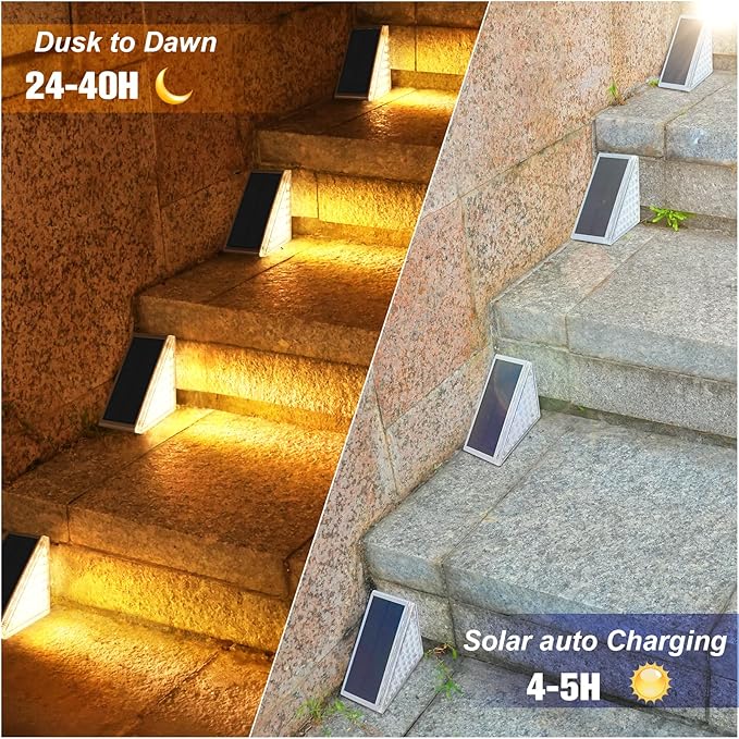 VOLISUN Solar Step Lights for Outside 12 Pack, Solar Stair Lights Outdoor | Waterproof IP67,28 LED,1200 mAH Outdoor Step Light,Outdoor Decor for Garden Stair, Deck, Front Step, Front Porch,and Patio