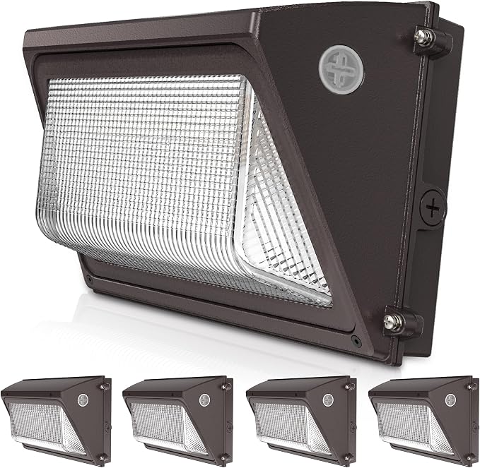 JCE Selectable 60W/90W/100W/120W LED Wall Pack with Dusk to Dawn Sensor, Max 18000LM 3-CCT Tunable LED Wall Pack Commercial Security Fixture for Yard Parking (4 Pack)