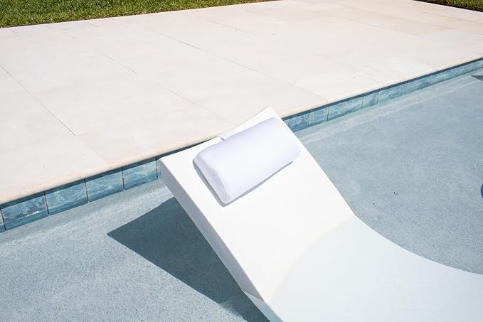 REZVANI Headrest Pillow for Patio Chaise Lounge, in Pool Lounger on Ledge with Non-Slip Weighted Tail and Cellphone Pocket, Quick Drying Outdoor for All Weather Pool Furniture and Loungers (Cloudy)