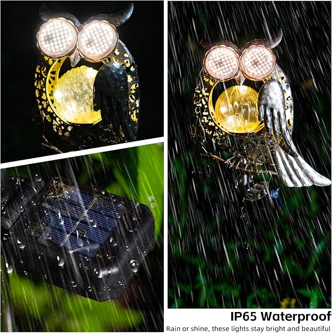 SRNPMIU Solar Lights Outdoor Decor, Solar Owl Yard Decorations Outdoor | Garden Decorative, IP65 Waterproof, Gifts for Women Mom, for Yard Patio Lawn Pathway Landscape