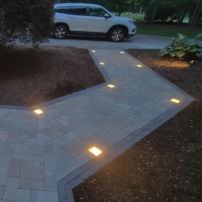 LUMENGY Paver Light 4x4 Inch (3.93x3.93), 2700K Warm White, Glare-Free Brick Lighting for Driveways, Walkways, Pool Decks and Patios, 12V Hardwired, IP67 Waterproof, Drive-Over Rated