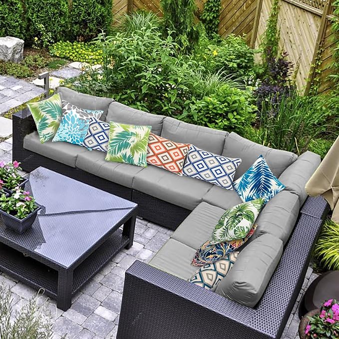 JMGBird Outdoor Throw Pillows Waterproof Outdoor Pillows with Inserts | 12x20 Pillow Insert Outdoor Lumbar Pillows Weather Resistant Throw Pillow for Patio Furniture
