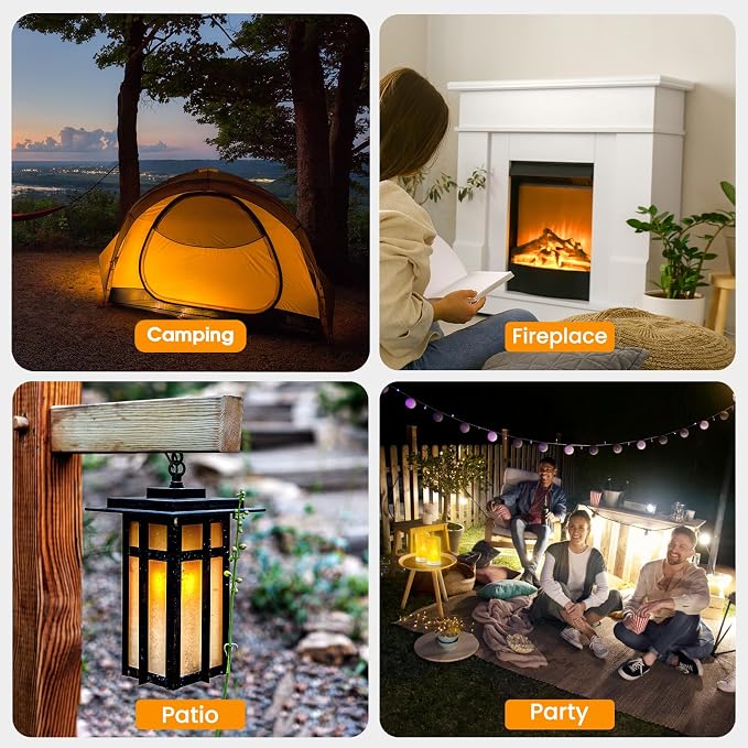 Hompavo 【Upgraded Flame Lights, 4-Mode Rechargeable for Home Decor | Waterproof LED Battery Operated Flameless Candles, Pillar Flickering Lanterns for Room Patio Wedding Party Halloween Decor, 2