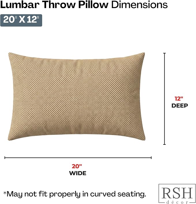 RSH DECOR: Lumbar Throw Pillows Set of 4 | 20" x 12" | Water and Fade-Resistant Performance Fabric | Outdoor Pillow Covers with Down-Alternative Inserts | Made in USA (Trixie Wicker)