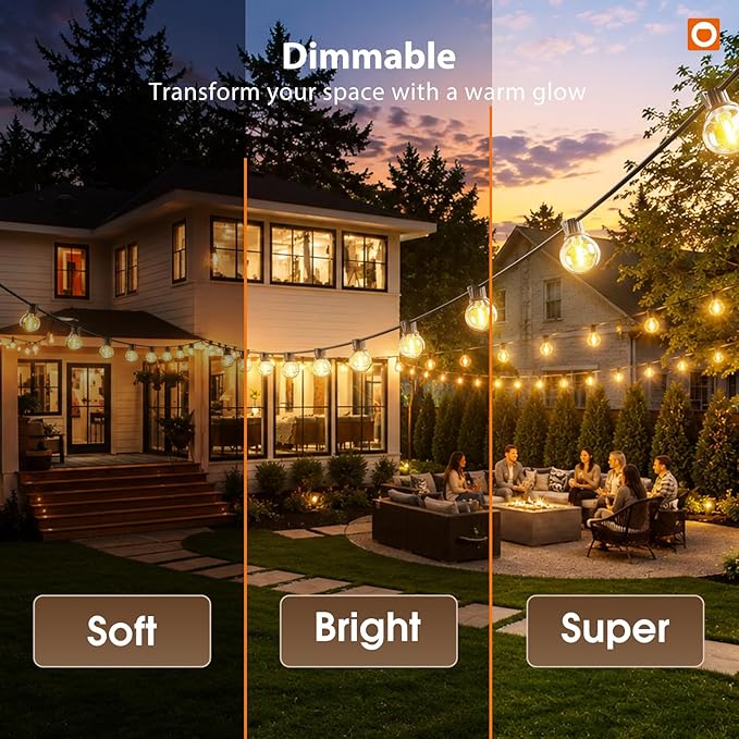 addlon 198FT Solar String Lights Outdoor, Waterproof, USB Charging | Dimmable, 3 Light Modes, Remote, 60+4 G40 LED Bulbs, Easy Install, for Large Backyard, Garden, Porch, Wedding, Party, Camping