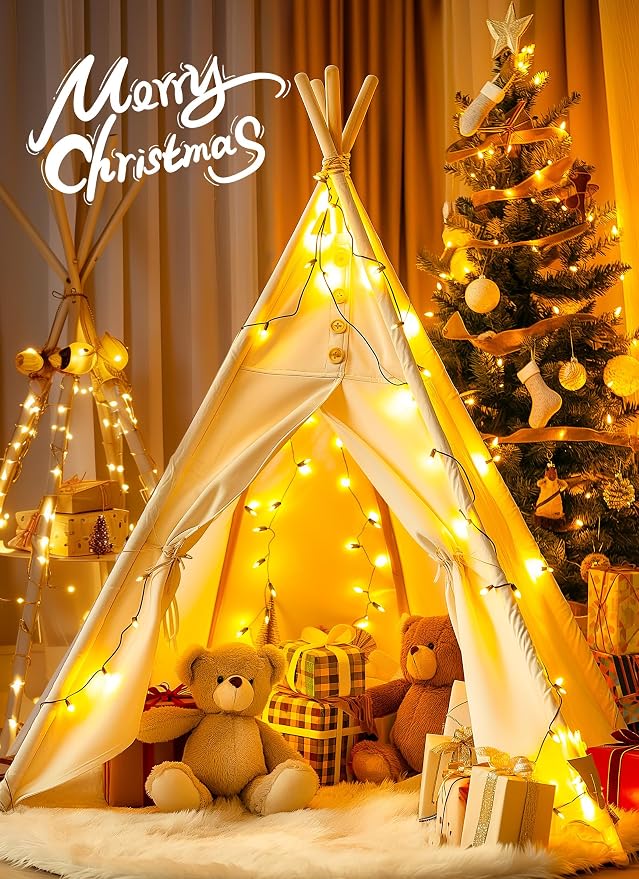 Brightown 2 Pack Each 50 Count 10 FT Clear Christmas Mini Lights Green Wire | Incandescent Bulb Mini String Lights for Indoor Holiday Xmas Tree Garland Birthday Wedding Party Festival Decoration