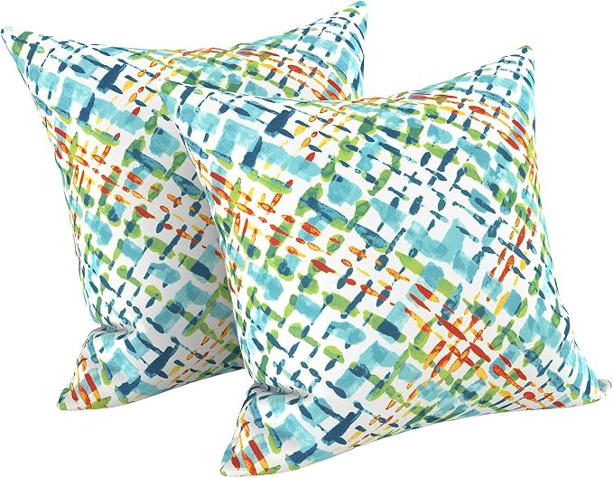 LVTXIII Outdoor/Indoor Throw Pillows, Decorative Throw Pillows with Inserts, 18"x18" Square Pillows for Bed, Couch, Sofa and Patio Furniture, Set of 2, Acapa Opal Geometric