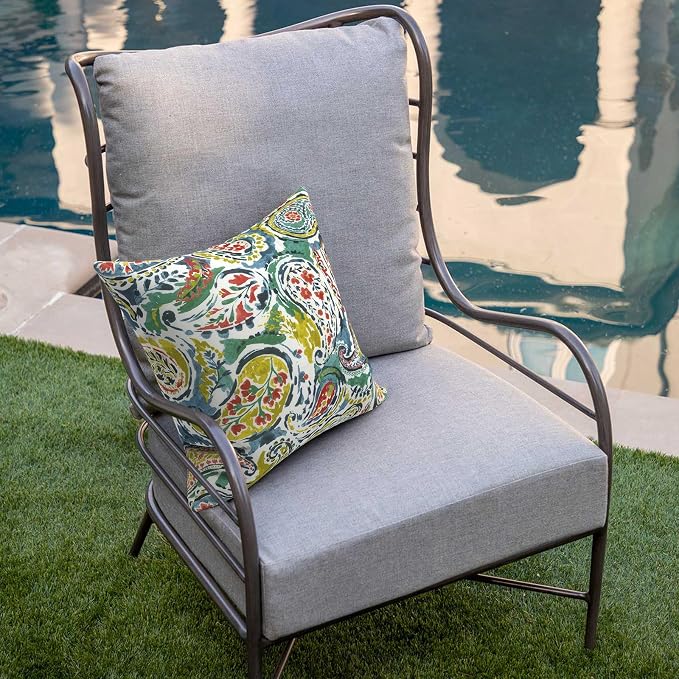 DYTXIII Pack of 2 Outdoor Waterproof Pillow Covers ONLY, 18"x18" Square Decorative Double Printed Throw Pillow Cases for Patio Couch Porch Furniture, Paisley Paradise