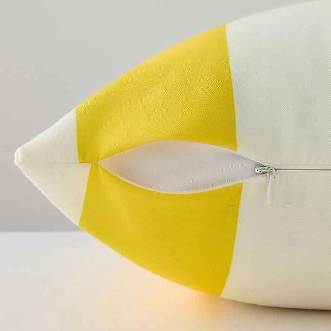 Allorry Lumbar Pillow Cover 12x20 Yellow Striped Decoration Throw Pillow Covers for Spring Summer Outdoor Waterproof Garden Patio Furniture Sofa Bed Home Decor JB016-E12