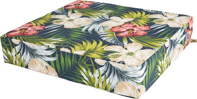 Magpie Fabrics Indoor Outdoor Cushion Cover Replacement 2 Pack, NO Insert! Water Repellent Slipcover with Ties Decor for Patio Garden Chair Sofa Bench Wicker(Midnight Floral, 24x24x4 Inch)