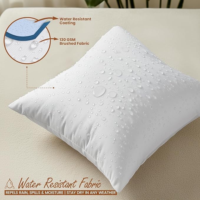 Utopia Bedding 18x18 Outdoor Pillows, Water Resistant Throw Pillows, 4-Pack | Outdoor Throw Pillows, Water Repellent, Decorative Pillow for Patio Furniture & Porches, Plush & Supportive, Pack of 4, White