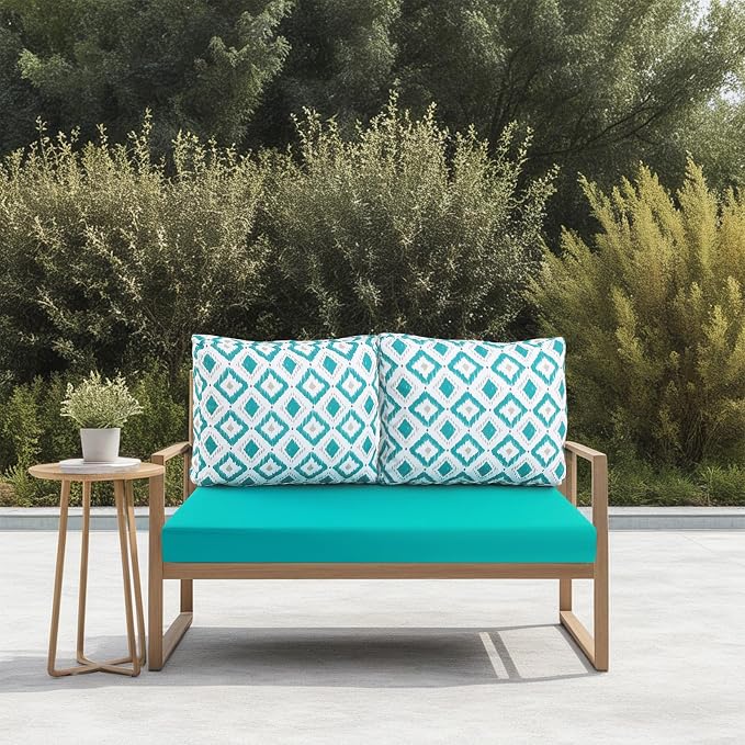 Outdoor Loveseat Cushions for Patio Furniture, Waterproof Cushion | Couch Hampton Bay Deep Seat Cushion Replacement Set 46" x 26", Patio Love Seat Sofa Cushions for Porch Garden Chair, Blue