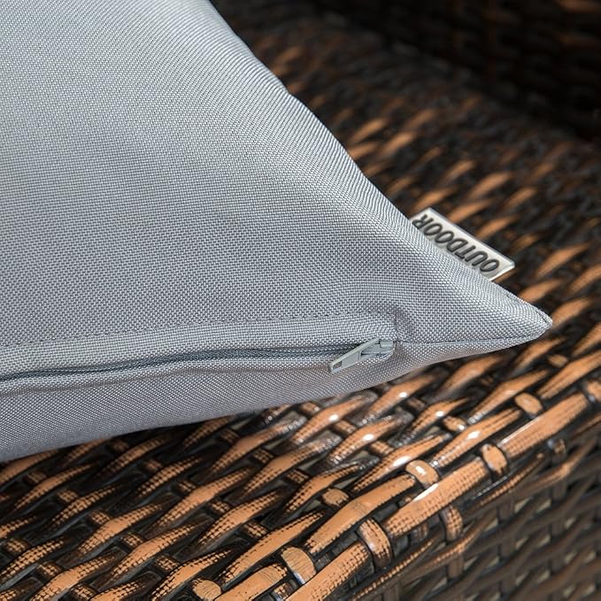 MIULEE Decorative Outdoor Waterproof Pillow Covers 16x16 Light Grey | Decorative Patio Furniture,Pack of 2,Accent Square Soild Throw Pillow Covers,Summer Garden Tent Couch Sofa