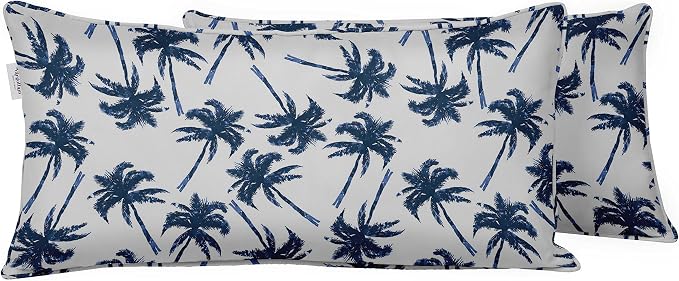 Indoor/Outdoor Polyester Fabric Lumbar Pillow Cover, All-Weather Waterproof Rectangular Cushion Case for Patio Furniture, 12 x 24 Set of 2 - Tree-14