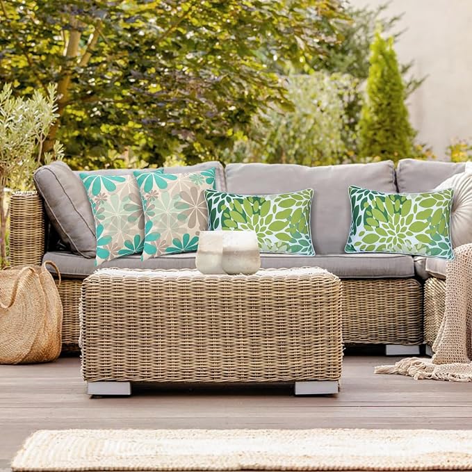JMGBird Outdoor Pillows Pack of 2 Water-Repellent Throw Pillows with Insert 18×18 Inch Decorative Pillows for Home Furniture Patio Coach Sofa