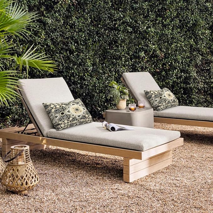 DYTXIII Pack of 2 Waterproof Outdoor Lumbar Pillow with Inserts, 12x20 in Rectangle Decorative Patio Throw Pillow for Home, Sofa,Bench and Patio Furniture, Vintage Medallion