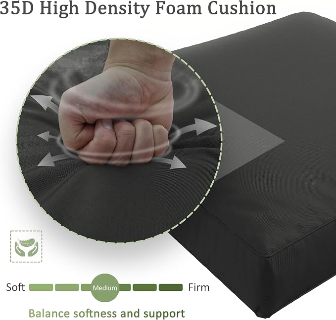 Outdoor Furniture Replacement Cushions, Waterproof Patio Furniture Cushions, 4" Deep Seat Outdoor Sectional Cushion for 3-Seat Outdoors Rattan Sofa Patio Sofa Cushion, Black
