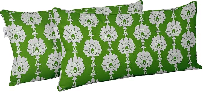 Indoor/Outdoor Polyester Fabric Lumbar Pillow Cover, All-Weather Waterproof Rectangular Cushion Case for Patio Furniture, 12 x 20 Set of 2 - Block-86