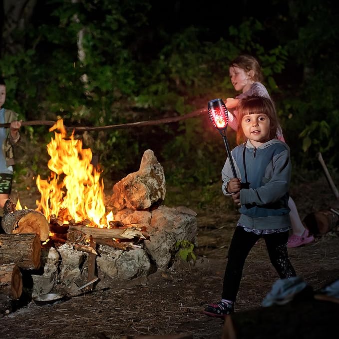 Toodour Solar Torch Flame Lights, 12 Pack Solar Lights Outdoor with Flickering Flame, Waterproof Patio Light Landscape Decoration Lighting for Garden, Lawn, Yard, Outdoor Decorations - Red