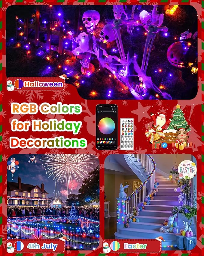 OZS 600LED Smart Color Changing Fall String Lights | 206FT App Controlled Orange Lights, RGB LED String Lights with Remote & Timer, Music Sync Multiple Modes Indoor Outdoor for Fall Decor