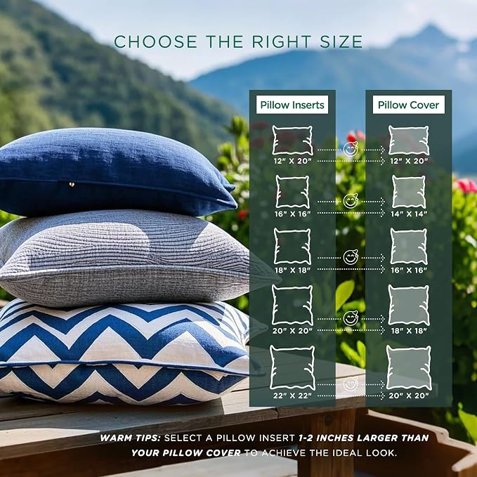 Codi Outdoor Pillow Inserts Waterproof, Square 20 x 20 inches, 2 Pack | Waterproof protective liner, premium fiber fill, patio and backyard comfort, for adults and teens, tumble dry fluffing