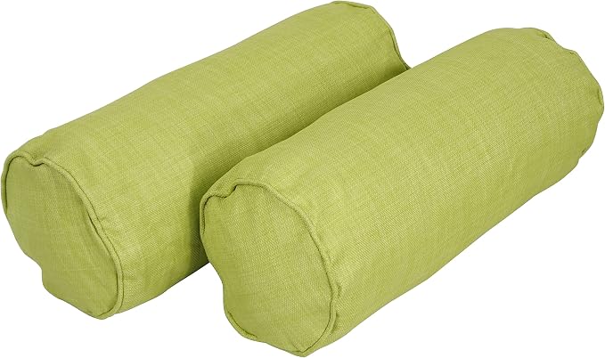 Blazing Needles Indoor/Outdoor Corded Bolster Pillow, 20" x 8", Lime 2 Count