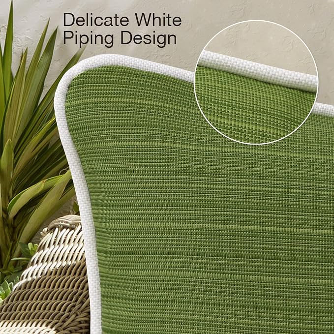 Unimatta Decorative Outdoor Water Repellent Throw Pillows with Inserts, Set of 4, 18" x18" Pillows for Patio, Backyard, Bed, Couch, and Patio Furniture, Lawn Green