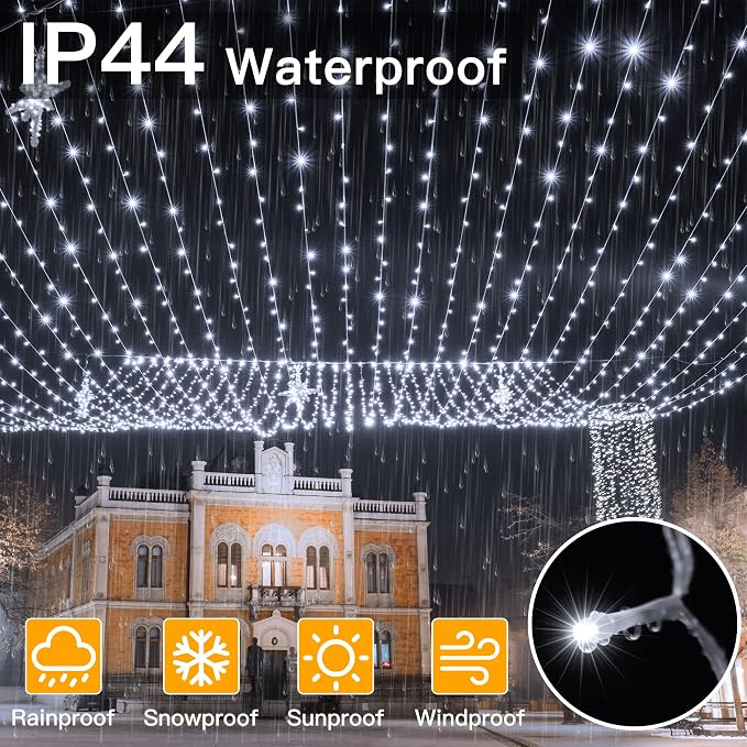 Ollny 262FT 800LED White Christmas Lights Outdoor Indoor Plug in | 8 Modes Fairy Light with Remote Waterproof Timers Dimmable LED String Lights for Bedroom Classroom Christmas Tree Decoration