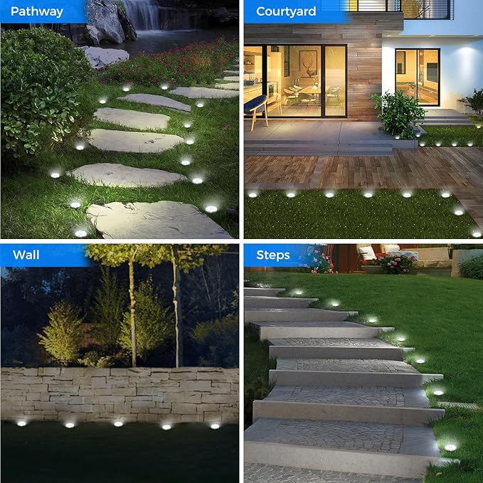 Mini Solar Ground Lights, 8 Pack Flat Solar Disc Lights Outdoor Waterproof, 2.3 Inch Small Solar Garden Lights Landscape Lighting for Outside Pathway Garden Yard Lawn Walkway,Cool White
