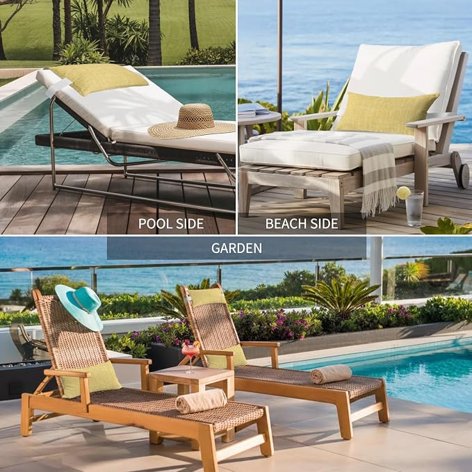Outdoor Lumbar Pillow Set of 2, Yellow Waterproof Beach Headrest Pillow with Inserts, Farmhouse Vintage Yellow Solid Color Modern Recliner Throw Pillows for Patio Furniture, 11 x 16
