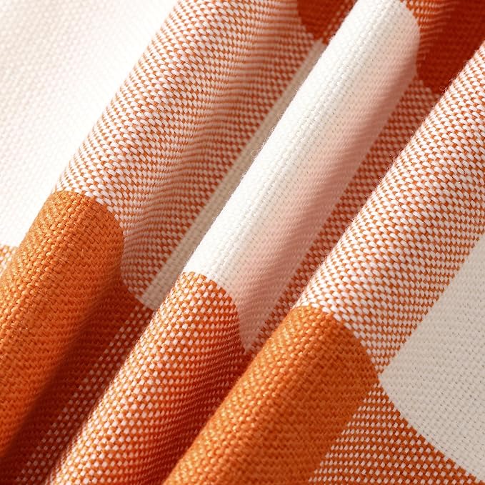 Orange Fall Decor Outdoor Plaid Fall Lumbar Pillow Covers 12x20 for Porch | Set of 2 Pillow Cover 12 x 20, Fall Lumbar Decorative Pillows for Bed Couch, Fall Cottage Core Decor, Vintage Pillow Covers