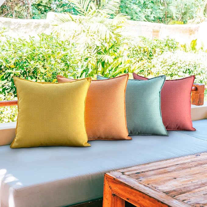 MIULEE Set of 2 Decorative Outdoor Waterproof Pillow Covers Blend 18x18 Outdoor Pillow Inserts for Patio Furniture, Army Green