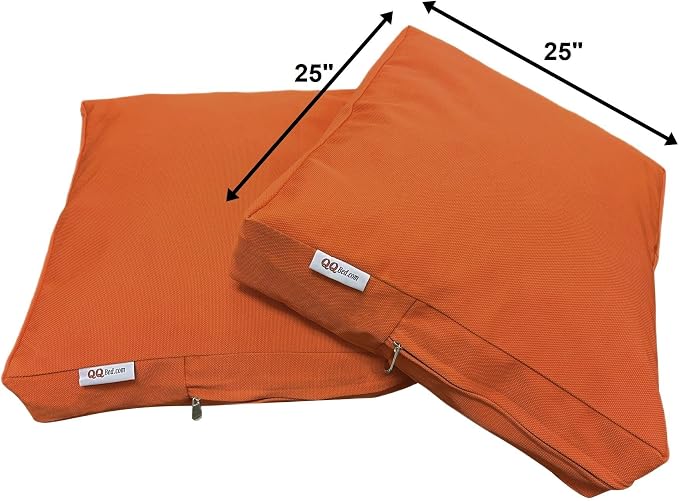 2 Pack 25X25 Inch Outdoor Back Cushion Memory Foam Pillows with Waterproof Internal Cover for Patio Furniture, Sofa, Loveseat, Deep Seat Chair - Rust Color