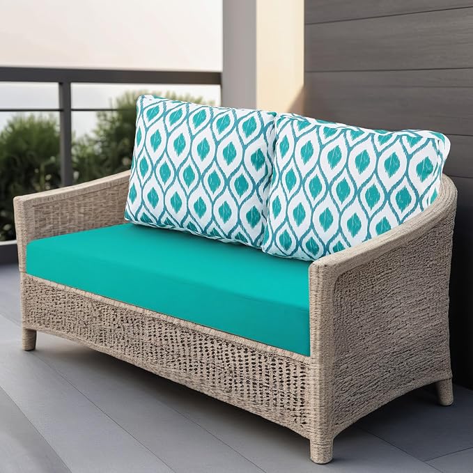 Outdoor Loveseat Cushions for Patio Furniture, Waterproof Cushion | Couch Hampton Bay Deep Seat Cushion Replacement Set 46" x 26", Patio Love Seat Sofa Cushions for Porch Garden Chair, Blue