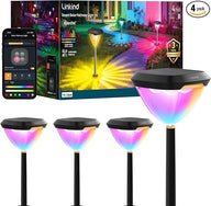 Linkind Smart Solar Pathway Lights SP6,Pattern Switch Solar Lights Outdoor | USB&Solar Charging, Cool/Warm White/Color Changing Landscape Lighting for Yard,Garden,Patio, 4 Pack