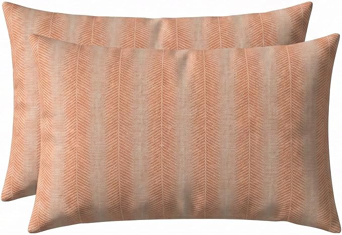 RSH DECOR: Sunbrella Lumbar Throw Pillows Set of 2 | 20" x 12" | Water and Fade-Resistant Performance Fabric | Outdoor Pillow Covers with Down-Alternative Inserts | Made in USA (Perception Spark)