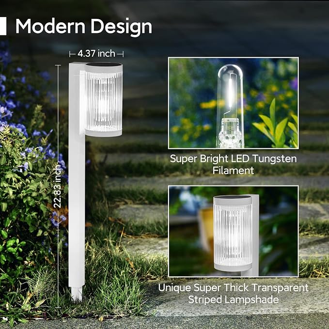 Solar Pathway Lights Outdoor, 6 Pack Upgraded Outdoor Solar Lights for Outside Super Bright Up to 12Hrs, IP65 Waterproof Solar Garden Lights for Yard Walkway Path Driveway Sidewalk