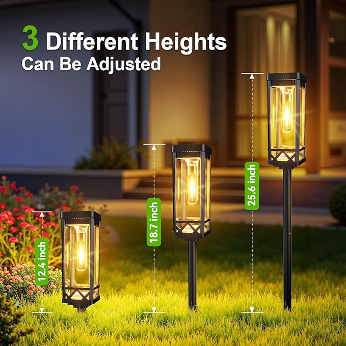 KOOPER Taller Solar Pathway Lights Outdoor, 8 Pack Upgraded Brighter Solar Garden Lights Solar Powered, Up to 15 Hours Outdoor Solar Lights for Yard Landscape Walkway Driveway Sidewalk (Warm White)