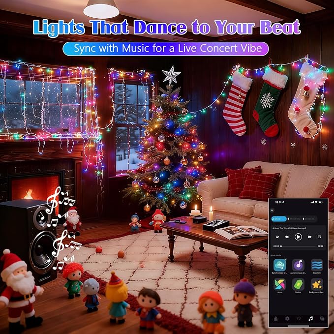 2025 New 138FT 400LED Smart Color Changing Christmas String Lights Outdoor App Control RGB LED String Lights with Remote & Timer, Waterproof Twinkle Christmas Tree Lights Indoor For Holiday Xmas Decor