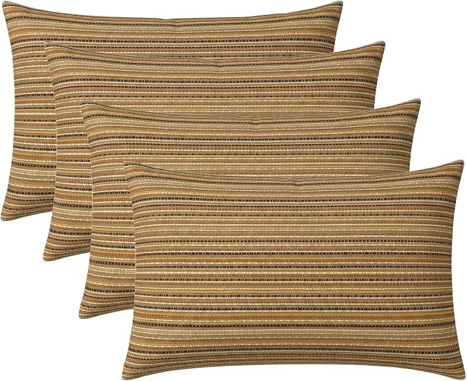 RSH DECOR: Outdura Jumbo Lumbar Throw Pillows Set of 4 | 26" x 16" | Indoor Outdoor for Patio Furniture | Water & Fade-Resistant | Includes Down-Alternative Inserts | Made in USA (Moran Sonoma)