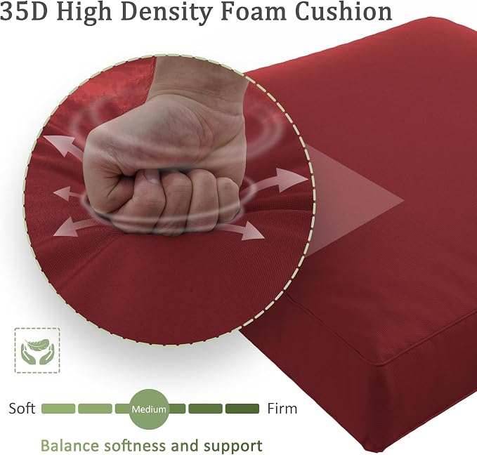Outdoor Furniture Replacement Cushions, Waterproof Patio Furniture Cushions, 4" Deep Seat Outdoor Sectional Cushion for 3-Seat Outdoors Rattan Sofa Patio Sofa Cushion, Burgundy